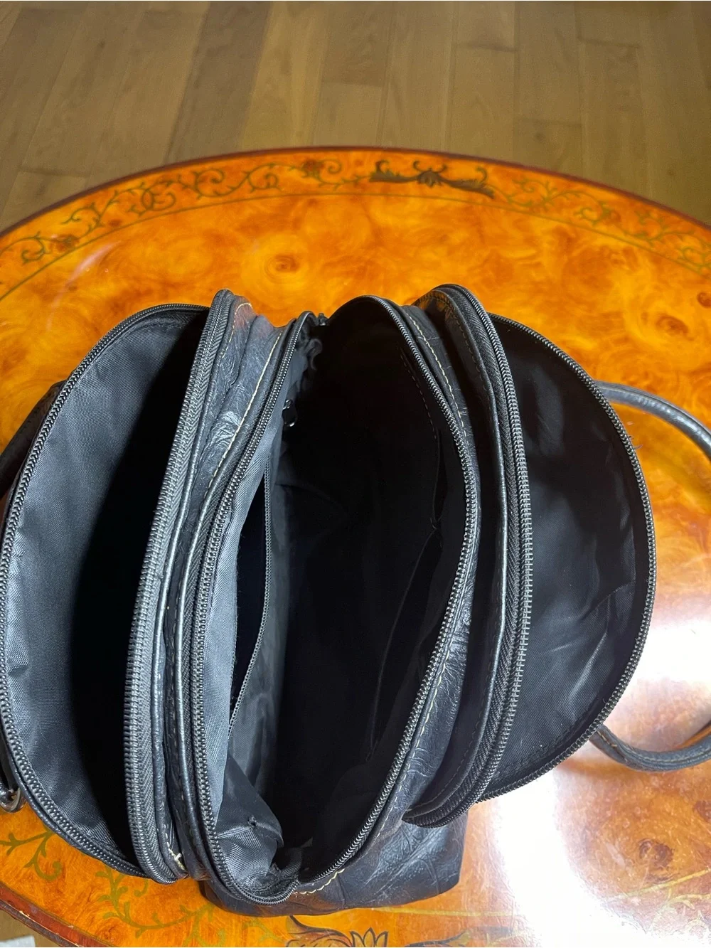 Croc-Embossed Dome Satchel in Black by No Brand